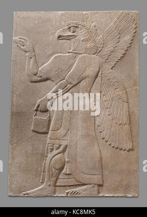 Relief panel, Neuassyrischen, Ca. 883 - 859 v. Chr., in Mesopotamien, Nimrud (antike Kalhu), Assyrische, Gips, Alabaster, 93 x 70 x 4 1/4 Stockfoto