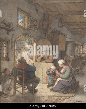 Lesen der Nachrichten an die Weber' Cottage, Adriaen van Ostade, 1673 Stockfoto