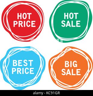 Vektor Preis tags. Verkauf Angebot Etiketten auf weißem Hintergrund Stock Vektor