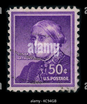 USA-CIRCA 1930: Eine in den USA gedruckte Briefmarke zeigt Porträt Susan Brownell Anthony (15. Februar 1820 bis 13. März 1906) war eine prominente amerikanische Bürgerrechtsbewegung Stockfoto