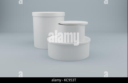 Weiße, runde 3d-Paket. 3D-Rendering. Stockfoto