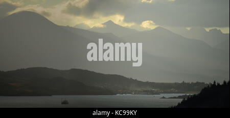 Letzte Licht auf die cuillin Stockfoto