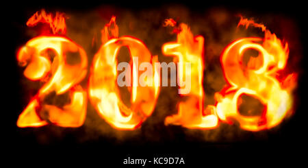 Feuer Inschrift 2018, 3D-Rendering Stockfoto
