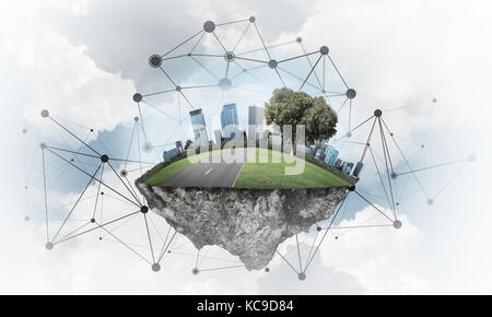 Konzept des modernen Netzwerktechnologien und Eco Green construc Stockfoto