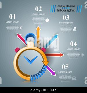 Uhr Infografik. business Abbildung. Stock Vektor