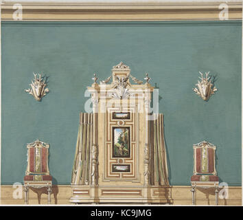 Interior Design mit einem Gun Cabinet und zwei Stühlen gegen eine grüne