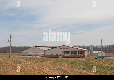 Melkstand und freestall Scheune Gebäude der Molkerei, Pennsylvania Stockfoto