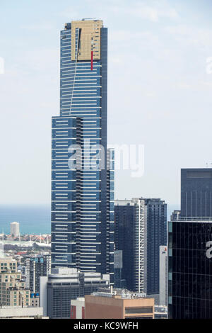 Eureka Tower, dem höchsten Wohnturm in der südlichen Hemisphäre, in Melbourne, Victoria, Australien. Stockfoto