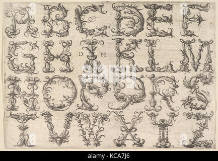 Verzierten römischen Majuscule Alphabet, Daniel Hopfer, Ca. 1520 Stockfoto