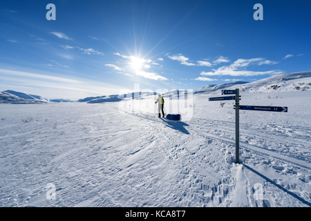 Skitouren in kebnekaise massive, schwedisch Lappland, Schweden, Europa Stockfoto