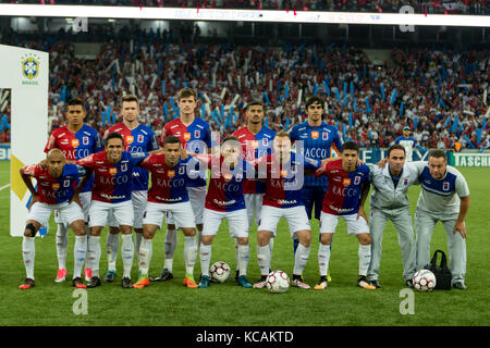 Curitiba, Brasilien. 03 Okt, 2017. paraná Clube&#39;s lar ter Team, dass Gesichter internacional Rs, für die 28. Runde der brasilianischen Serie b Meisterschaft, an der Arena da baixada in Curitiba statt, Pr.Credit: reinaldo reginato/fotoarena/alamy leben Nachrichten Stockfoto