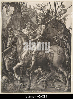 Ritter, Tod und Teufel, 1513, Kupferstich, Blatt: 9 5/8 x 7 1/2 in. (24,5 x 19 cm), Drucke, Albrecht Dürer (Deutsch Stockfoto