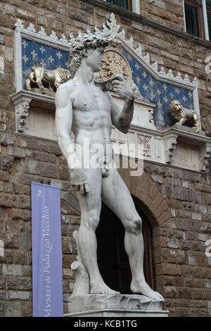 David von Michelangelo auf der Piazza dei Signoria Stockfoto