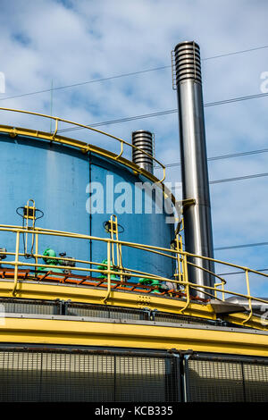 Tidal Basin, Pumpstation, verwendet, um Oberflächenwasser nach starken Regenfällen aus dem Dock Area zu entleeren. Royal Victoria, Docklands, East London, England, UK. Stockfoto