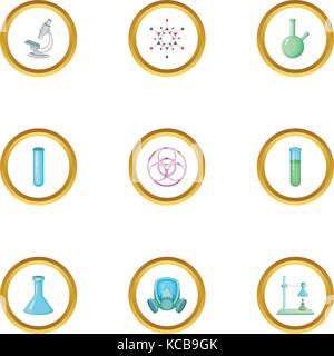 Gefährliche Forschung Symbole, Cartoon Stil Stock Vektor