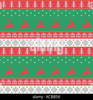 Weihnachten und ein glückliches neues Jahr. Nahtlose traditionelle dekorative Strickmuster. Vector Illustration. Stock Vektor