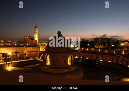 Innenhof der befestigten Turm Davids, auch bekannt als das Jerusalem Zitadelle am westlichen Rand der alten Stadt von Ost-Jerusalem Israel Stockfoto