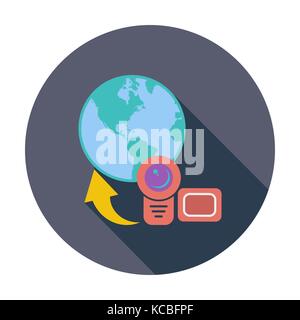Video hochladen. Einzelnen flachen Farbe Symbol. Vector Illustration. Stock Vektor