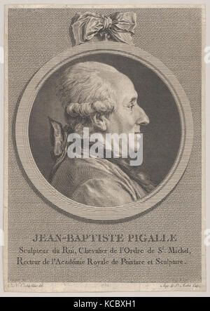 Portrait von Jean-Baptiste Pigalle, Augustin de Saint-Aubin, 1782 Stockfoto