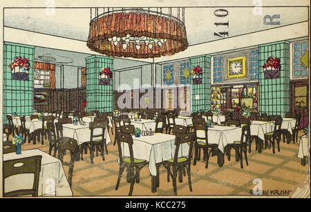 Zeichnungen und Drucke, Drucken, National Railway Station Restaurant, Wien X, Josef Pohl, Restaurant Staatsbahnhof, Wien X Stockfoto