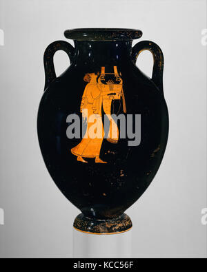 Terrakotta Amphore (jar), später archaisch, Ca. 490 v. Chr., Griechischer, Dachboden, Terracotta, rot Abbildung, H. 16 5/16 in. (41,50 cm), Vasen Stockfoto