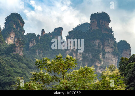 Blick von touristische Eisenbahn, Yuanjiajie Scenic Area, wilungyuan Stockfoto