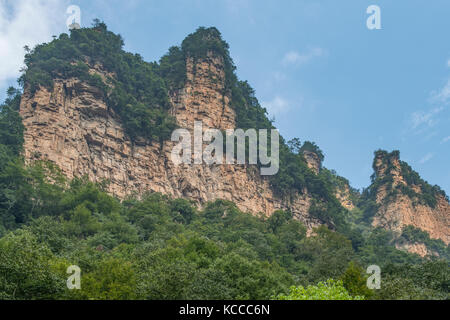 Blick von touristische Eisenbahn, Yuanjiajie Scenic Area, wilungyuan Stockfoto