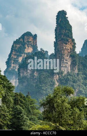 Blick von touristische Eisenbahn, Yuanjiajie Scenic Area, wilungyuan Stockfoto