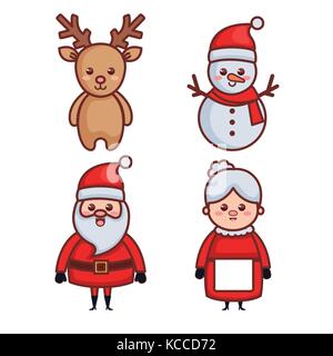 Frohe Weihnachten kawaii Zeichen Vector Illustration Design Stock Vektor