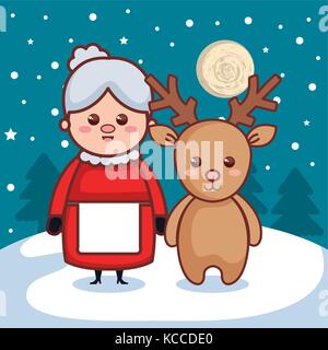 Rentier mit Großmutter Weihnachten zeichen Symbol Vektor illustration Design Stock Vektor