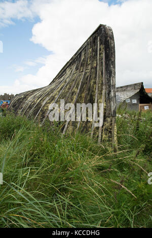 Aufgedreht Boot auf Holy Island, Lindisfarne, Northumberland, England Stockfoto