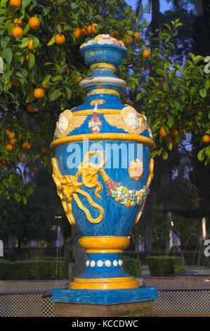 Maria Luisa Park - Keramik Topf, Sevilla, Andalusien, Spanien, Europa Stockfoto