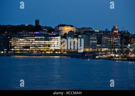 See Malaren und die Skyline der Stadt Stockholm Schweden Stockfoto