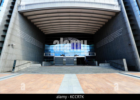 Brüssel, Belgien - 17. Juli 2017: Haupteingang des Europäischen Parlaments. EU-Parlamentsgebäude in Belgien. Stockfoto