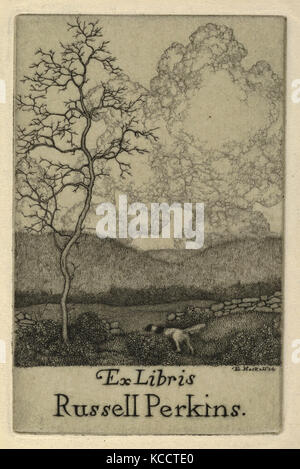 Zeichnungen und Drucke, Drucken, Ex Libris Russell Perkins, Künstler, Ernest Haskell, Amerikanische, Woodstock, Connecticut 1876 - 1925 West Stockfoto