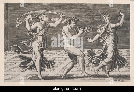 Speculum romanae Magnificentiae: Tanz der Faune und Bacchants, Anonym, nach Agostino Veneziano, Anfang des 16. Jahrhunderts Stockfoto