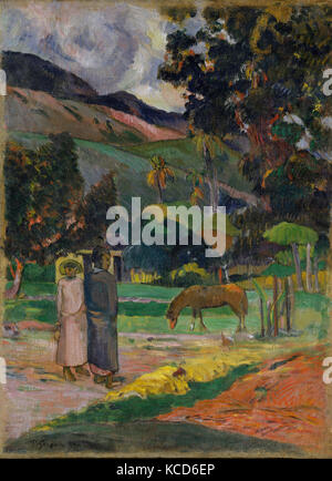 Tahitische Landschaft, 1892, Öl auf Leinwand, 25 3/8 x 18 5/8 in. (64,5 x 47,3 cm), Gemälde, Paul Gauguin (Französisch, Paris 1848 - 1903 Stockfoto