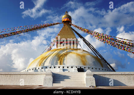 Nepal. Stupa in Kathmandu bouddanath, close-up an einem sonnigen Tag. Stockfoto