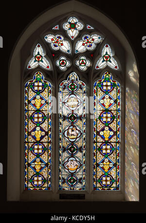 Der Westen Fenster, St. Johannes der Täufer Kirche, Abthorpe, Northamptonshire, England, Großbritannien Stockfoto