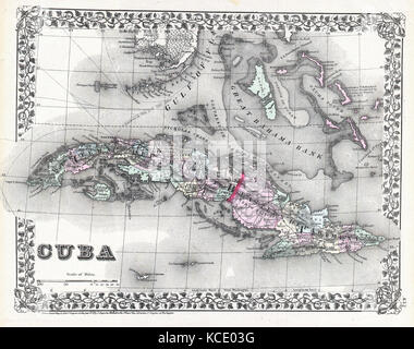 1872, Mitchell, Karte von Kuba und den Bahamas Stockfoto
