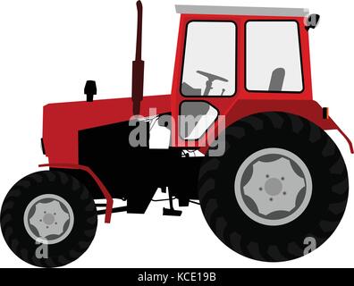 Bei landwirtschaftlichen Traktoren, landwirtschaftliche Fahrzeug-Vektor Stock Vektor