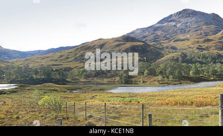 Glen Torridon in den schottischen Highlands. Blick nach Süden mit Blick auf Loch Clair Stockfoto