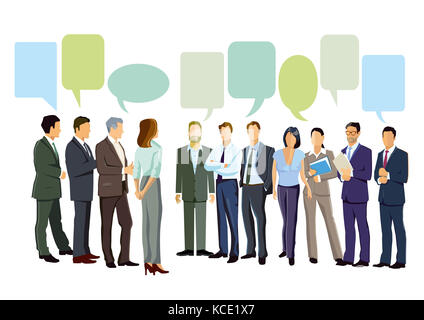 Menschen Diskussion mit Sprechblasen Stockfoto