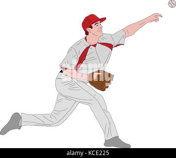 Baseball Pitcher, detaillierte Darstellung-Vektor Stock Vektor