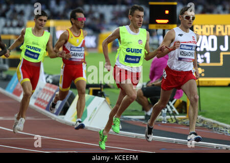 Aleksander KOSSAKOWSKI von Polen in der Männer 1500 m T11 Finale auf der Welt Para Meisterschaften in London 2017 Stockfoto