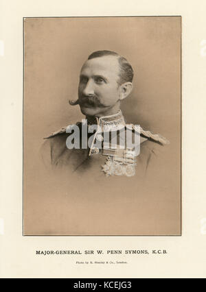 Generalmajor Sir William Penn Symons, ein britischer Offizier der Armee, der tödlich verwundet wurde, als er seine Truppen in der Schlacht von Talana Hill während des Zweiten Burerkrieges befehligte. Stockfoto