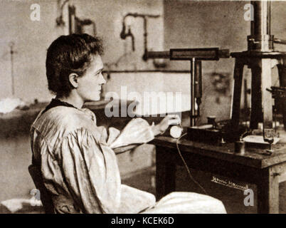 Foto von Marie Curie (1867-1934) eine Polnische und Naturalisiert - französische Physiker, Chemiker und der erste weibliche Nobelpreisträger. Vom 19. Jahrhundert Stockfoto