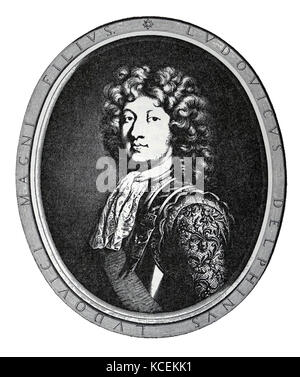 Graviert Portrait von Louis, Grand Dauphin (1661-1711) Thronfolger auf den französischen Thron. Vom 17. Jahrhundert Stockfoto