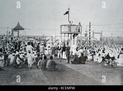 Mahatma Gandhi Adressen eine Rallye 1931. Mohandas Gandhi (1869 - 1948) war der bedeutendste Führer der indischen Unabhängigkeitsbewegung in Britisch - Indien ausgeschlossen Stockfoto