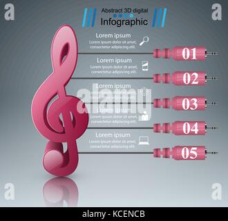 Musik Bildung Infografik. Hinweis das Symbol. Stock Vektor